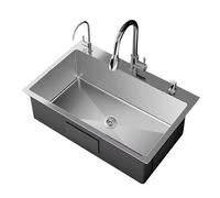 Évier En Acier Inoxydable, Grand Modèle, À Encastrer Sous Plan, Avec Lave-Vaisselle Intégré ; Robinet À Trois Trous Avec Système De Purification D'Eau Et Douchette Extrac-75x43cm(29.52x16.92in)