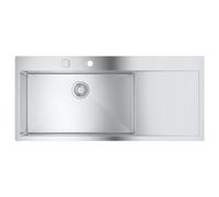 Grohe Spülbecken 31581SD1 116x52cm, acier inoxydable, avec égouttoir, gauche, peut être installé à gauche