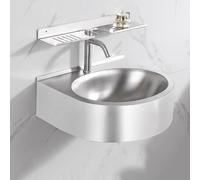 Évier En Acier Inoxydable, Lave-mains Mural Avec Robinet, Lavabo Polyvalent Pour Garage, Restaurant, Buanderie, Extérieur(Silver-A)