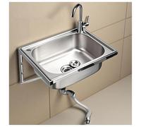 Évier en Acier Inoxydable Mural avec Patins Insonorisants Evier de Cuisine à Fixation par Vis Finition Brossée Construction Robuste Compatible L'eau Chaude/froide Grande(15x13")