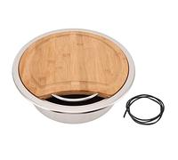 Évier en acier inoxydable Nutriess RV 360x120 mm avec bloc de coupe en bambou pour le bassin de lavage à main rond du bateau 304 en acier inoxydable 14.17x4.72in