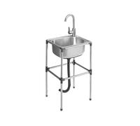 Évier en Acier Inoxydable,Petit Evier De Cuisine en Acier INOX avec Support,Évier Utilitaire Autoportant avec Robinet,pour buanderie/arrière-Cour/Garage/Jardin