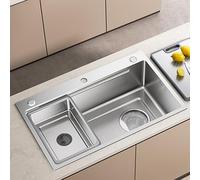 Évier en acier inoxydable, poste de travail de cuisine multifonctionnel, plaque adhésive pour casseroles emboîtables (8046)