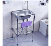 Évier en Cuisine 53x38x83cm Évier Exterieur Autoportant Inox 1 Bac,Lavabo multifonction Portable sur Pied pour Cuisine, Restaurant, Garage, Jardin,Facile À Nettoyer