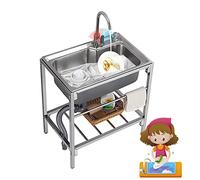 Évier en Cuve simple , Évier de Cuisine, Évier utilitaire Acier inoxydable avec Robinet d'eau Chaude et Froide et Égouttoir, Pour Garage, Restaurant, Cuisine, Buanderie, Intérieur Extérieur ( Color :