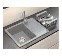 Évier en Granit Granitan Milano 1 Bac avec Égouttoir, Robinet Beta et Siphon - Ensemble Complet