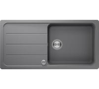 Évier en granit massif Respekta Austin 100 x 50 / Résistant à la chaleur/Égouttoir biseauté/Montage encastré et sous plan / 1 bac/pour meubles sous évier à partir de 60 cm de largeur/Gris