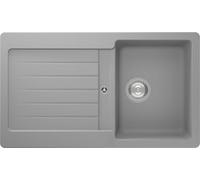 Évier en granit massif Respekta Austin 86 x 50 / Résistant à la chaleur/Égouttoir biseauté/Montage encastré et sous plan / 1 bac/pour meubles sous évier à partir de 45 cm de largeur/Gris