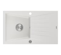 Évier en granit Mexen Cesar avec égouttoir 775 x 470 mm, blanc, 1 bol