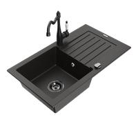Évier en granit Mexen Pablo avec mitigeur, noir/or, modèle monobloc
