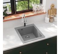 Évier En Granit, Une Cuve, 80% Quartz et 20% Résine, Résistant aux Chocs et Rayures, Évier Cuisine Multifonction, Éviers Buanderie, Pour Cuisines et Buanderie, Gris, 425 x 500 mm