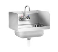Royal Catering Evier en Inox avec Armature Cuisine Professionnelle RCHS-2 (38x43,5x32cm, raccordement 1/2“ conduites d'eau, rebord 31 cm, profondeur de l'évier 13 cm)