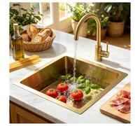 Évier En Or Mini Trompette Acier Inoxydable Évier À Bol Unique Indispensable Pour Cuisine Multifonctionnelle Avec Drain Plaqué Or Et Composants De Montage Base De Bol Unique Ou Encastrée (Color : Gol