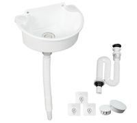 Évier en Plastique Bassin de vidage Bassin de lavage à main pour Camping-Car, Jardin, Lavabo, évier, Cave, Buanderie, avec Bouchon de Vidange et Tuyau D'évacuation de Siphon