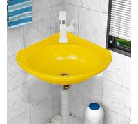 Évier en Plastique Lavabo d'angle à Montage Mural Lave-Mains pour Petits Espaces,Évier de Cuisine Compacte avec Raccords de Vidange,Cuve à Lessive pour Salles de Bain ou Toilettes