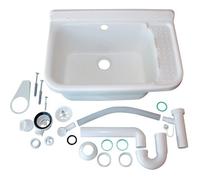 Générique Évier en Polypropylène Blanc Poste d'eau - Montage Mural - 59 x 39 x 27 cm