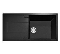 Évier en quartz de cuisine encastré PLADOS EL9910 baignoire simple et égouttoir 99cm - Noir Metal