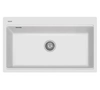 Évier en quartz de cuisine encastré PLADOS LX8610 monovasque - Blanc Lait