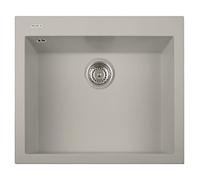 Évier en quartz de cuisine encastré PLADOS Roxana baignoire simple 56 cm - Taupe Matt