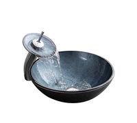 Évier en verre artistique moderne avec robinet cascade et bonde pop-up - Évier rectangulaire de salle de bain pour une décoration d'intérieur élégante et une installation facile