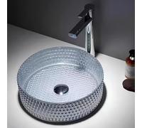 Évier en verre cristal en forme de diamant - Lavabo élégant au-dessus du comptoir pour salle de bain moderne design élégant et durable, parfait pour une décoration d'intérieur de luxe
