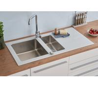 Évier En Verre Encastré En Acier Inoxydable 100 X 50 Blanc Respekta New York