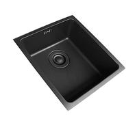 Évier encastrable en acier inoxydable noir 54 x 44 x 20 cm - Siphon arrière à trou unique - Style classique - Comprend un système de drainage et des gants - Design moderne pour la cuisine
