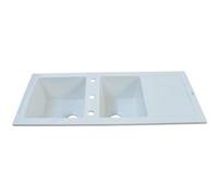Evier céramique lingot blanc 2 cuves+égouttoir