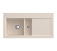 Villeroy und Boch Subway 60 évier encastrable 677001FU gauche, avec garniture de vidage , commande manuelle, 1000 x 510 mm, ivoire CeramicPlus