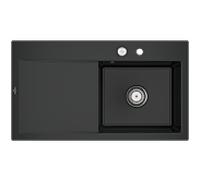Évier encastrable Style 50 Villeroy und Boch Subway 335102S5, cuve à droite, 900 x 510 mm, garniture de vidange avec commande excentrique, ébène