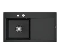 Évier encastrable Villeroy et Boch Subway Style 50 335202S5 à gauche, avec garniture de vidage , 900 x 510 mm, vidage automatique, ébène