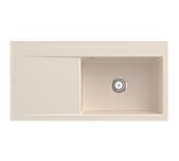 Villeroy und Boch Subway Évier à encastrer Style 60 336101FU vasque à droite, garniture de vidange avec commande manuelle, 1000 x 510 mm, Ivoire