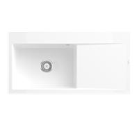 Villeroy und Boch Subway Évier encastrable Style 60 336201KG vasque à gauche, garniture de vidange avec commande manuelle, 1000 x 510 mm, Snow White