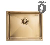 Laveo Marmara évier en acier inoxydable avec siphon 54x44 cm doré SAMG10P