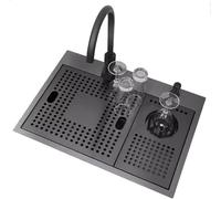 Évier encastré en acier inoxydable noir avec couvercle et rondelle de tasse - Évier de cuisine compact pour petits appartements avec accessoires 60 x 40 cm