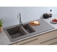 Évier Encastré Evier de Cuisine Granit Mineralite 100 x 50 Gris respekta Denver
