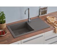 Évier Encastré Evier de Cuisine Granit Mineralite 78 x 44 Gris respekta Denver