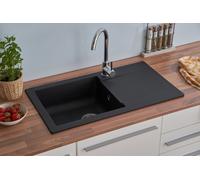 Évier Encastré Evier de Cuisine Granit Mineralite 78 x 44 Noir respekta Denver