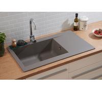Évier Encastré Evier de Cuisine Granit Mineralite 86 x 50 Gris respekta Denver