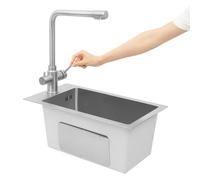 Évier | Évier en acier inoxydable 304 avec revêtement PVD | Taille compacte 50 x 28 cm | Avec filtre en nid d'abeille et protection anti-débordement | Nettoyage facile | Bonde en forme de X | Idéal