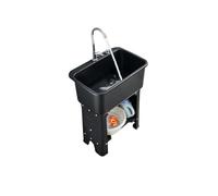 Évier extérieur à une cuve, buanderie avec robinet, évier en plastique avec système d'évacuation, usage commercial pour buanderie, garage ou terrasse, 40 x 40 x 76 cm (noir)