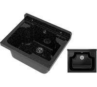 Évier Extérieur Buanderie - Évier lavoir Buanderie - Lavabo extérieur avec Siphon en Polypropylène pour Distributeur de Savon, Garage, Cave, Atelier et Buanderie - 42x34 cm - Noir - GRANITAN