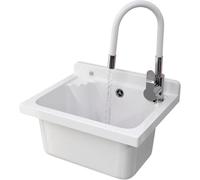 Évier extérieur Buanderie - Lavabo extérieur avec Siphon en Polypropylène pour Distributeur de Garage, Cave - 42x34 cm - Blanc - GRANITAN