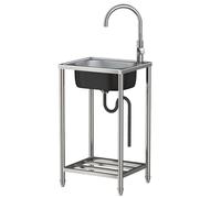 Évier extérieur en Acier Inoxydable, évier Commercial sur Pied, lavabo de Cuisine de Jardin avec égouttoir Tout en Acier, évier Utilitaire, pour Cuisine, Salle de Bain, Restaurant