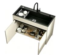 Evier Exterieur, Évier Inox 1 Bac, Éviers de Cuisine Professionnel, Lavabo Autoportant avec Robinet et Accessoires, Plonge INOX pour Extérieur et Intérieur, Restaurant, Garage(68cm)
