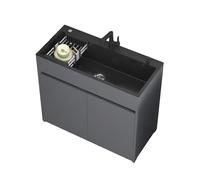 Evier Exterieur Inox Professionnel Meuble Sous Cuisine 1 Bac Évier Buanderie Indépendant De Jardin, Avec Robinet D'eau Chaude Et Froide, Accessoires D'installation