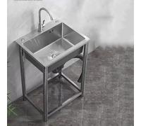 Évier extérieur sur pied, for magasin, ferme, hôtel stable, buanderie, arrière-cour, évier utilitaire en acier inoxydable sur pied(58 * 43cm)