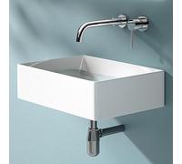 Évier flottant moderne en céramique avec robinet et bonde pop-up - Parfait pour les salles de bains, les toilettes, les hôtels - Design élégant et peu encombrant