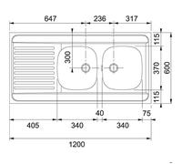 Evier inox à poser SPX 2 cuves avec égouttoir 1400x600cm MAN 721-1400 - FRANKE - 901420