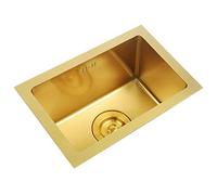 Évier Golden Island Bar Mini évier Simple en Acier Inoxydable 304 Lavabo sous Plan de Cuisine Petit lavabo carré intégré,Or-38 * 38cm